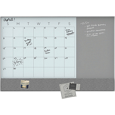 U Brands Magnetic Glass Dry Erase 3-in-1 Calendar Board (UBR3196U0001)