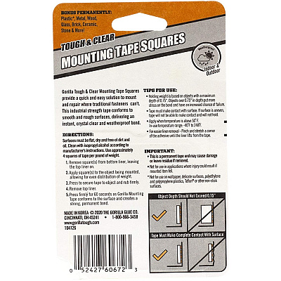 Gorilla Glue Glue Glue Gorilla Glue Glue Tough & Clear Mounting Squares (GOR6067202)
