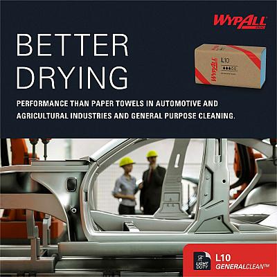Wypall GeneralClean L10 Light Cleaning Windshield Towels (KCC05123)