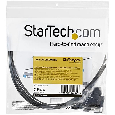 StarTech 10-pack Security Cable Tethers For Adapters & Dongles - Universal Cable Adapter Tether - Tether Cable - Adjustable Length Anti-theft Cable Tether (CONNLOCKPK10)
