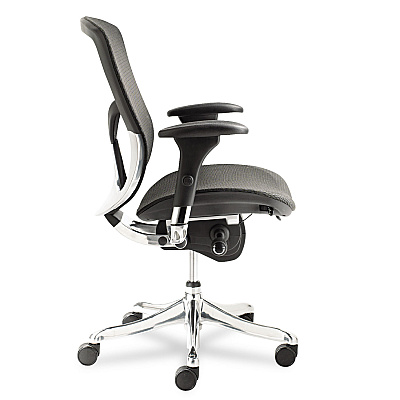 Alera EQ Series Ergonomic Multifunction Mid-Back Mesh Chair, Supports Up to 250 lb, Black Seat/Back, Aluminum Base (ALEEQA42ME10A)