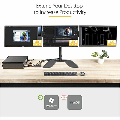 StarTech 3 Port Displayport Mst Hub - 3 X 4k - Dp 1.4 Multi Monitor Splitter - Windows - Hdr - Edid - Displayport To 3 X Displayport (MST14DP123DP)