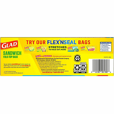 Glad Food Storage Bags - Sandwich Fold Top (CLO60771)