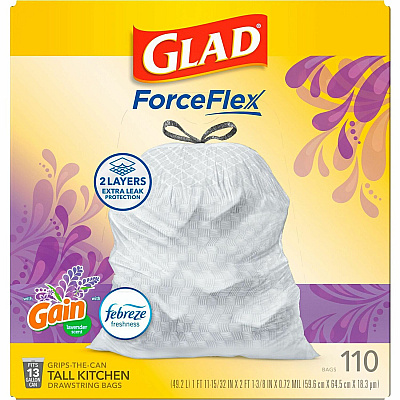 Glad ForceFlex Tall Kitchen Drawstring Trash Bags (CLO79157)