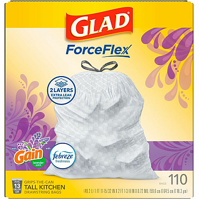 Glad ForceFlex Tall Kitchen Drawstring Trash Bags (CLO79157)