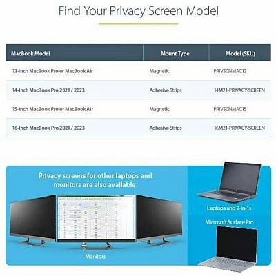 StarTech Laptop Privacy Screen Filter 13" Macbook (PRIVSCNMAC13)