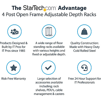 StarTech 15u 19in Open Frame Server Rack 22-40in (4POSTRACK15U)