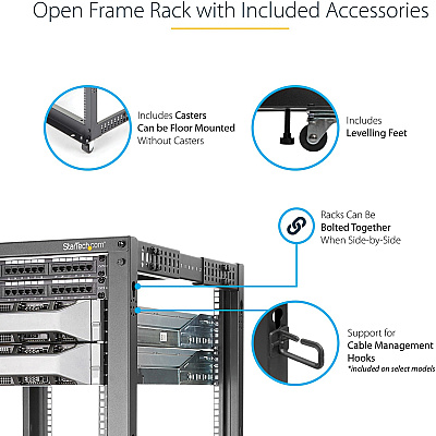 StarTech 8u 19in Open Frame Server Rack 22-40in (4POSTRACK8U)