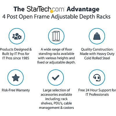 StarTech 8u 19in Open Frame Server Rack 22-40in (4POSTRACK8U)