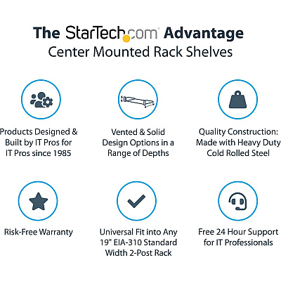 StarTech 2u 19in 2 Post Network Rack Shelf (CABSHF2POST2)