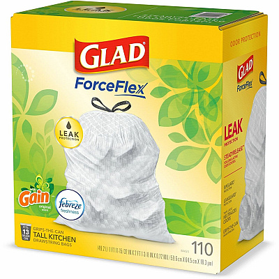 Glad ForceFlex Tall Kitchen Drawstring Trash Bags (CLO79114)
