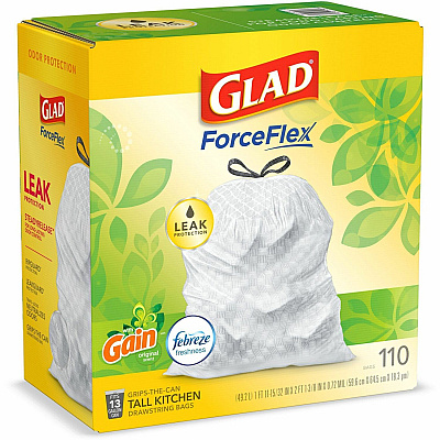Glad ForceFlex Tall Kitchen Drawstring Trash Bags (CLO79114)