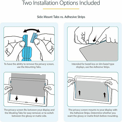 StarTech 21.5in. Monitor Privacy Screen - Universal - Matte Or Glossy - 16:9 Aspect Ratio - 30+/- Degree Privacy Viewing Angle (PRIVSCNMON21)