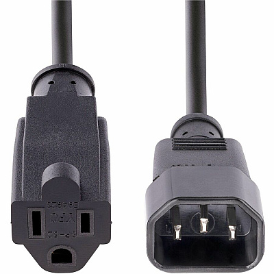 StarTech 1ft Power Extension Cord C14 To 5-15r (PAC10010PK)