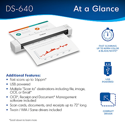 Brother DSMobile DS-640 Sheetfed Scanner - 600 dpi Optical