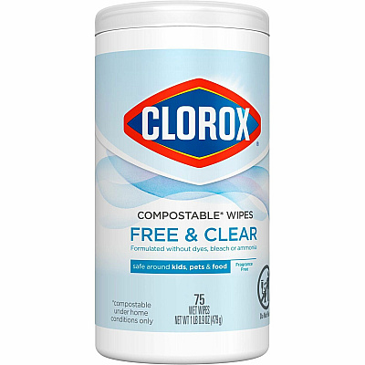 Clorox Free & Clear Compostable All Purpose Cleaning Wipes (CLO32486)