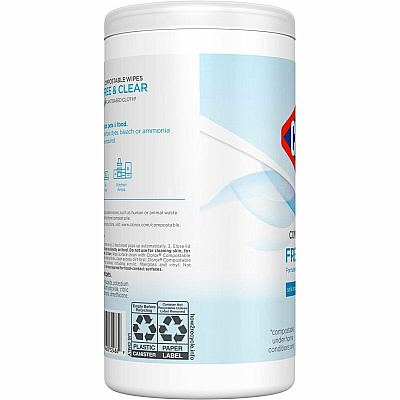 Clorox Free & Clear Compostable All Purpose Cleaning Wipes (CLO32486)