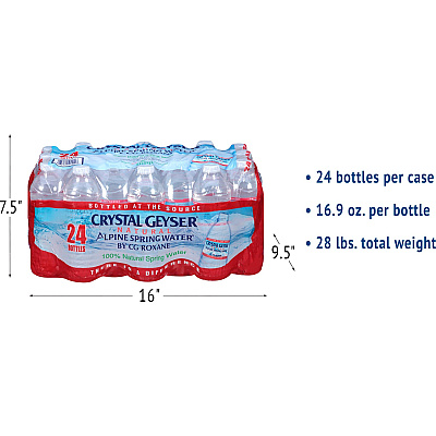 Crystal Geyser Water Alpine Spring Bottled Water (CGW24514CT)