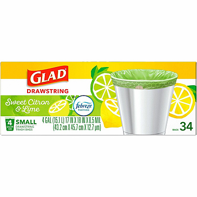 Glad Small Kitchen Drawstring Trash Bags (CLO79120)