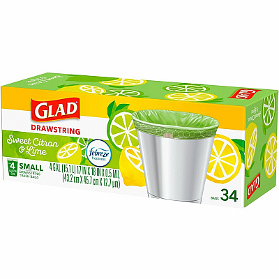 Glad Small Kitchen Drawstring Trash Bags (CLO79120)