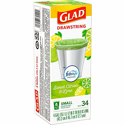 Glad Small Kitchen Drawstring Trash Bags (CLO79120)