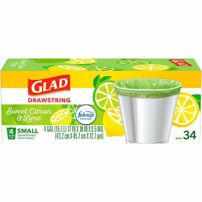 Glad Small Kitchen Drawstring Trash Bags (CLO79120)