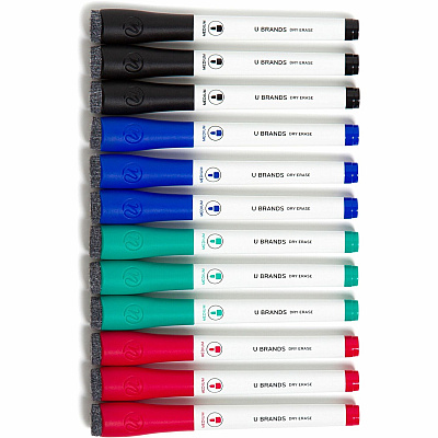 U Brands Low-Odor Dry-Erase Markers with Erasers (UBR3980U0012)