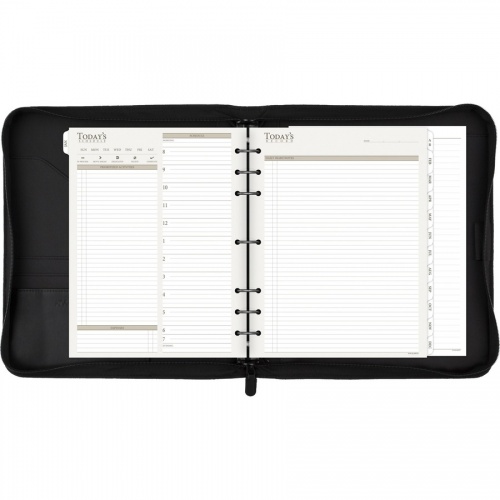 AT-A-GLANCE Black Leather Zipcase Folio Binder Set (038054005)