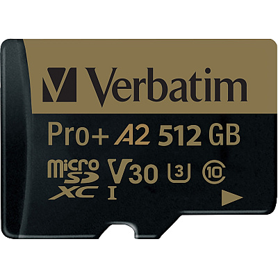 Verbatim Pro+ 512 GB Class 10/UHS-I (U3) microSDXC - 1 Pack (VER70393)