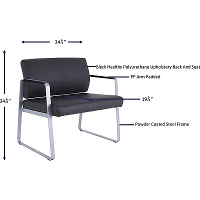 Lorell Healthcare Reception Big & Tall Sled Base Guest Chair (LLR66997)