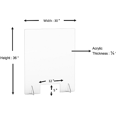 Lorell Social Distancing Barrier w/Pass-Through Cutout (LLR55683)