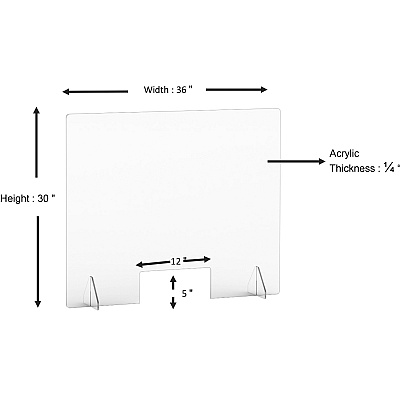 Lorell Social Distancing Barrier w/Pass-Through Cutout (LLR55685)