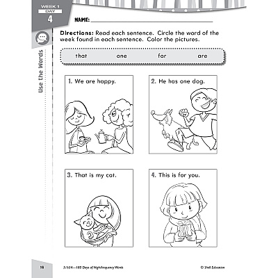 Shell Education Learn At Home Grade 1 Frequency Words Printed Book (109746)