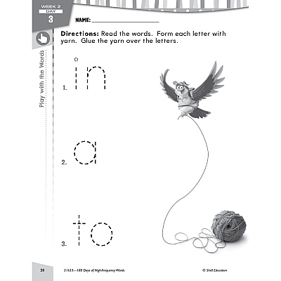 Shell Education Learn At Home Grade K Frequency Words Printed Book (109745)