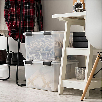 IRIS Weathertight Storage Box, 46 Quarts, 11 4/5"H x 15 4/5"W x 19 7/10"D, Clear (110450)