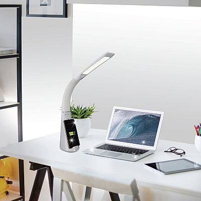 OttLite Purify LED Desk Lamp with Wireless Charging and Sanitizing (OTTSCNQC00S)