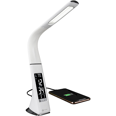 OttLite Thrive LED Desk Lamp with Clock and Sanitizing (OTTSCEY700S)