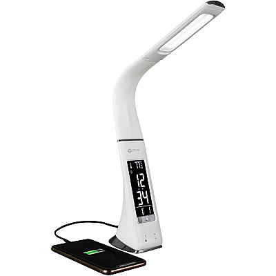 OttLite Thrive LED Desk Lamp with Clock and Sanitizing (OTTSCEY700S)