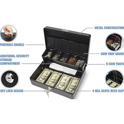 CARL Bill Slots Steel Security Cash Box (CUI82011)
