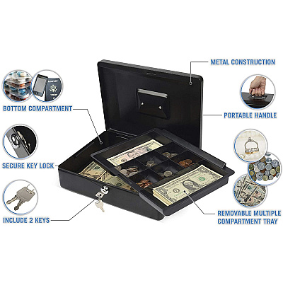 CARL Bill Tray Steel Security Cash Box (CUI82012)