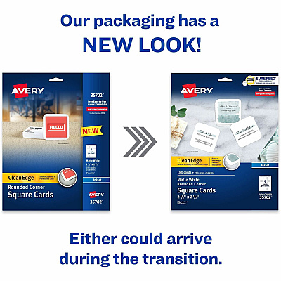 Avery Clean Edge Square Cards, Rounded Corners, 2.5" x 2.5" (AVE35702)