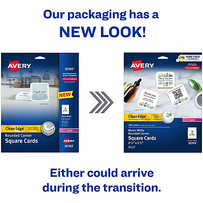 Avery Clean Edge Square Cards, Rounded Corners, 2.5" x 2.5" (AVE35703)