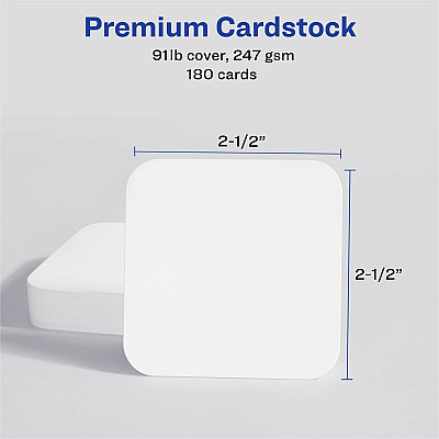 Avery Clean Edge Square Cards, Rounded Corners, 2.5" x 2.5" (AVE35703)