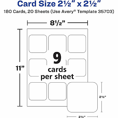 Avery Clean Edge Square Cards, Rounded Corners, 2.5" x 2.5" (AVE35703)