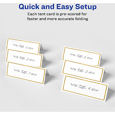 Avery Place Cards With Gold Border 1-7/16" x 3-3/4" , 65 lbs. 150 Cards (AVE35701)