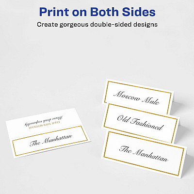 Avery Place Cards With Gold Border 1-7/16" x 3-3/4" , 65 lbs. 150 Cards (AVE35701)