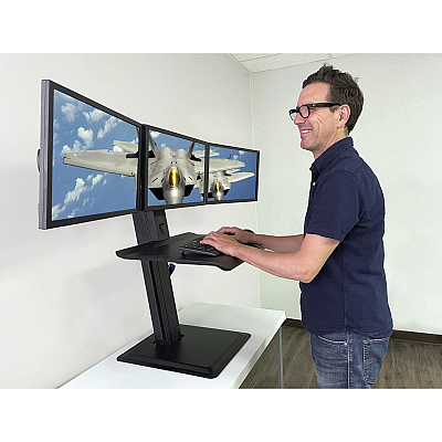Lorell Deluxe Light-Touch 3-Monitor Desk Riser (LLR03167)