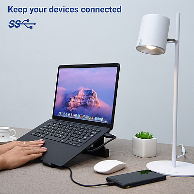 DAC Non-Skid Laptop Stand With 4-Port USB 3.0 Hub (DTA21680)