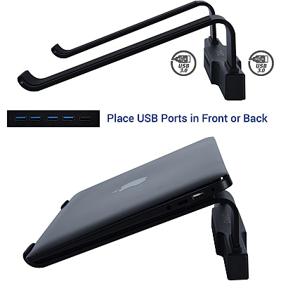 DAC Non-Skid Laptop Stand With 4-Port USB 3.0 Hub (DTA21680)