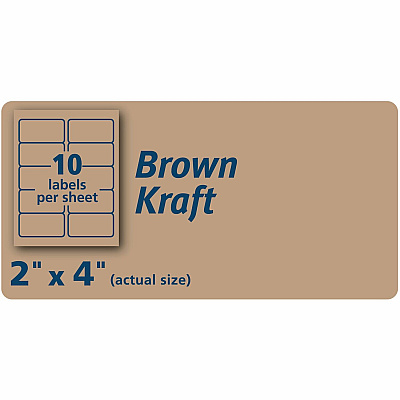 Avery Shipping Labels,, Kraft Brown, 2" x 4" , 250 Labels (5784) (05784)